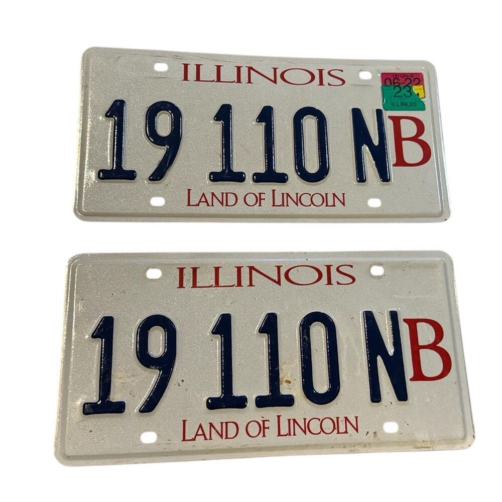 Vintage Illinois License Truck Plate Pair 19 110 NB Land of Lincoln Matching Set